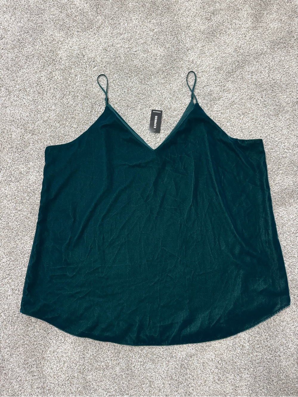 NWT Express Forest Green Velvet-Textured Flowing Top, XL